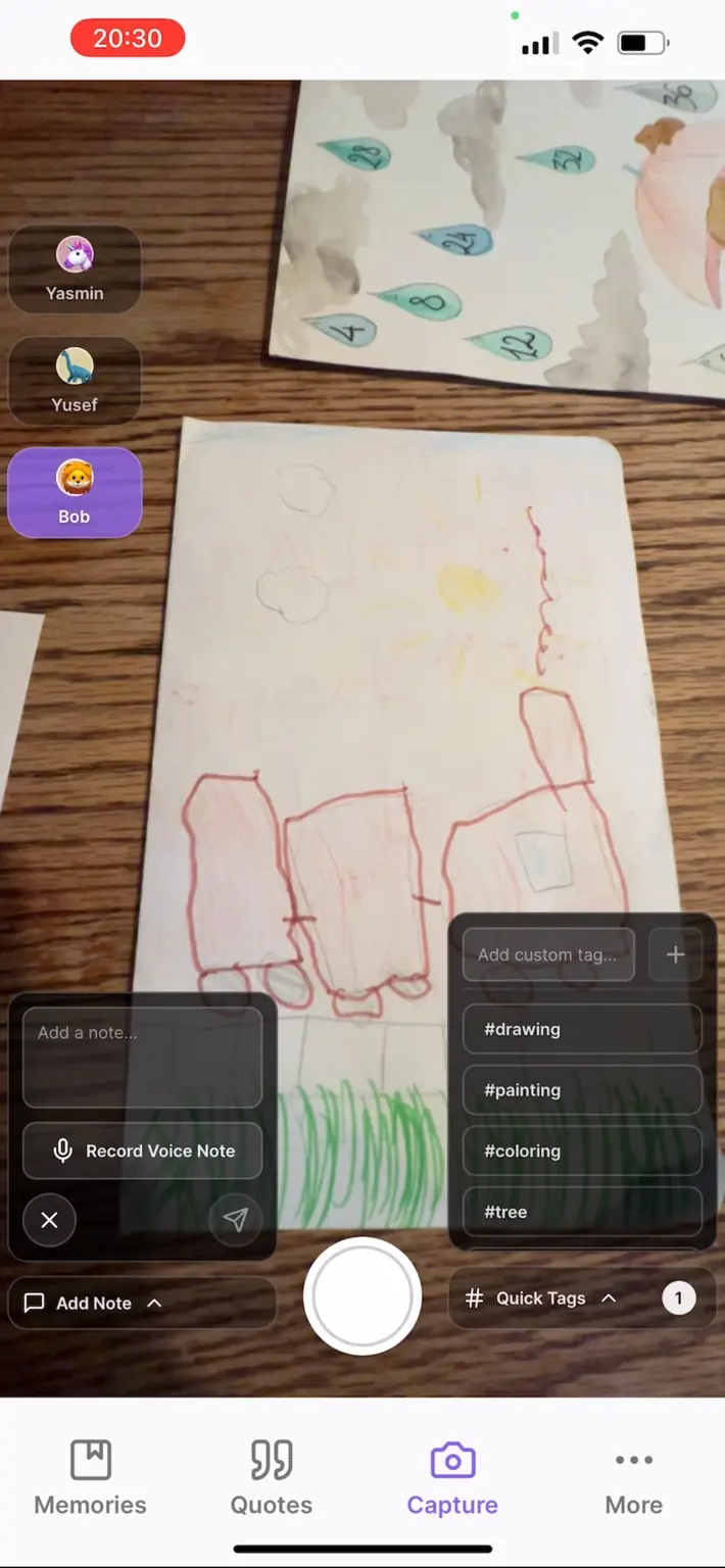 Add Child, Tags Or Notes While Capturing